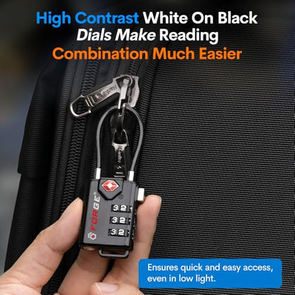 Forge TSA Approved Luggage Locks, Open Alert Cable Lock, Black, 4 Pack - color: Black 4 Pack