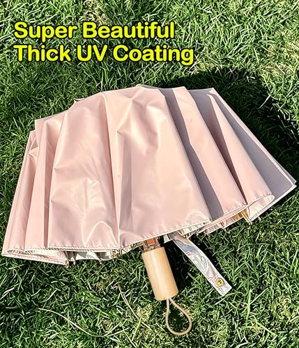 Sun Umbrella UV Protection Cute Windproof Walking Parasol for Women - color: Pink-Liner-Butterfly