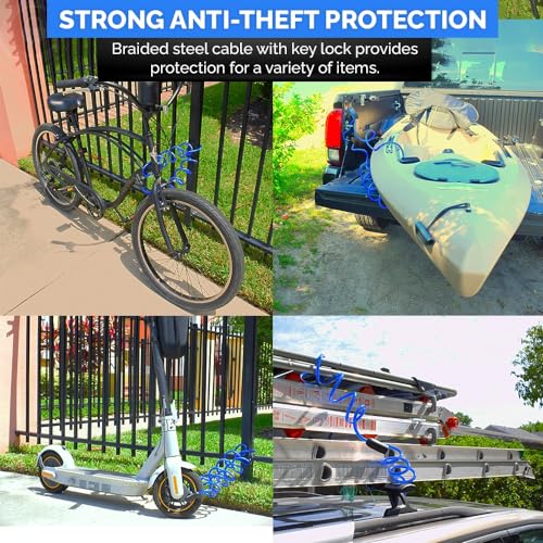 DocksLocks Coiled Security Cable Lock (5' to 25’ Lengths) with Keys, 25ft - size: 25ft
