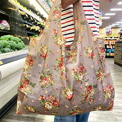 allydrew Large Foldable Tote Nylon Reusable Grocery Bags, Citrus - color: Citrus