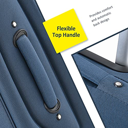 Softside Luggage Expandable 3 Piece Set Suitcase Upright Spinner Softshell Lightweight Luggage Travel Set (Dark Blue) - color: Dark Blue