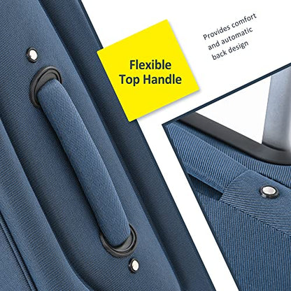 Softside Luggage Expandable 3 Piece Set Suitcase Upright Spinner Softshell Lightweight Luggage Travel Set (Dark Blue) - color: Dark Blue