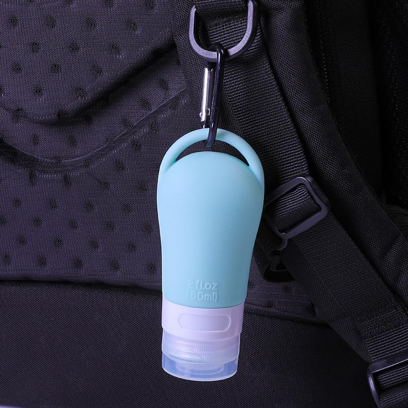 HomeSoGood 3Pcs Leakproof Silicone Refillable Squeezable Travel Tube with Keychain Hook for Cosmetic Toiletry Shampoo Sub-bottling Travel Bottle(60ml)