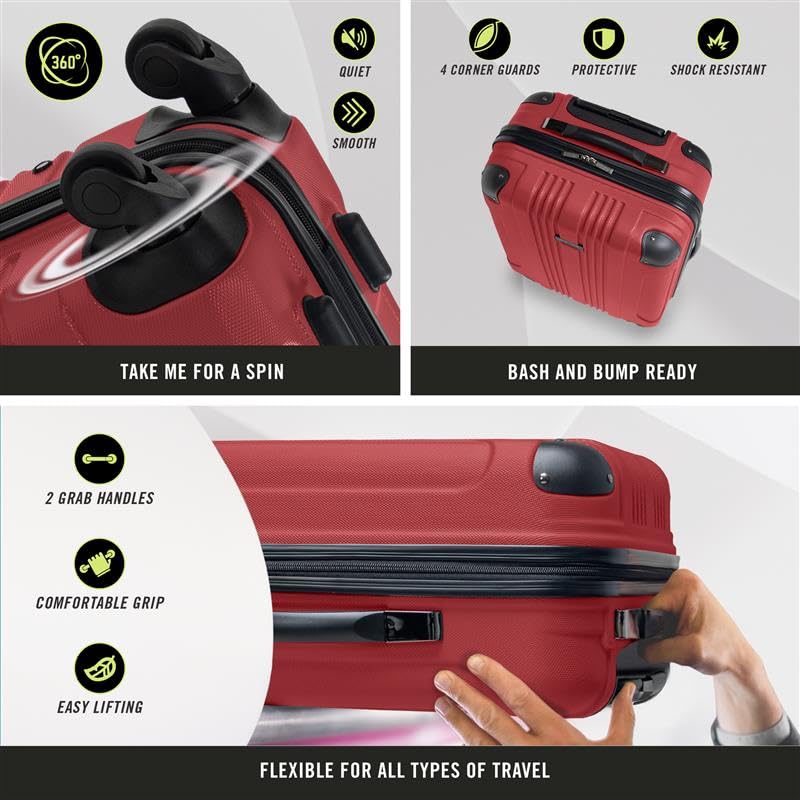 Kenneth Cole REACTION Out of Bounds Lightweight Hardshell 4-Wheel Spinner Luggage, Scarlet Red, 28-Inch Checked - color: Scarlet Red, size: 28-Inch Checked