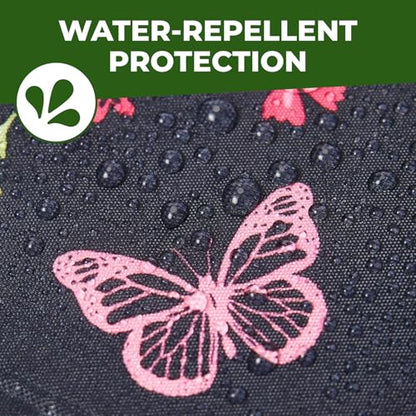ECO CHIC Foldable Reusable Grocery Bags - Lightweight, Recycled & Reusable Shopping Bag - Waterproof Packable Tote - color: Monarch Butterflies Black