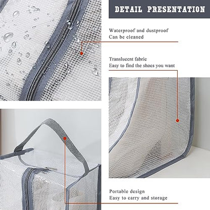 Fazhongfa Travel Bags for Luggage Packing, Clear Stackable Storage Dust Waterproof Shoe Bags in Closet 2 Set Hanging Bags (Clear Gray-Thigh Boot) - style: Clear Gray-thigh Boot