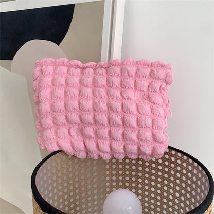 Flat Makeup Bag for Women,Zipper Cosmetic Pouch for Purse,Bubble Candy Pink - color: Bubble Candy Pink