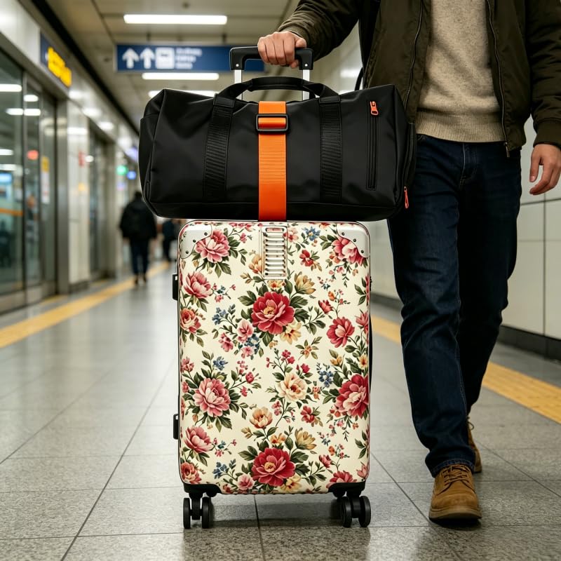 Adjustable Luggage Straps, Orange+Rainbow - color: Orange+Rainbow