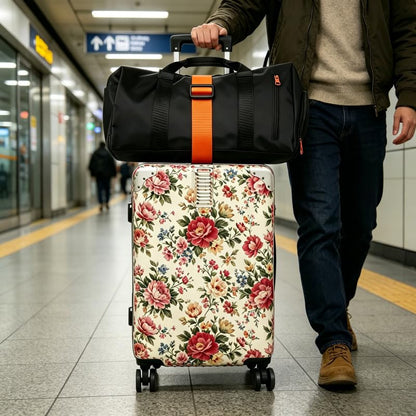 Adjustable Luggage Straps, Orange+Rainbow - color: Orange+Rainbow
