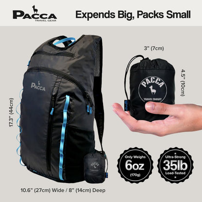 Pacca Onda 20L Packable Lightweight Foldable Backpack for Travel, Camping, Outdoor, Hiking Pocket Backpack (Blue) - color: Blue