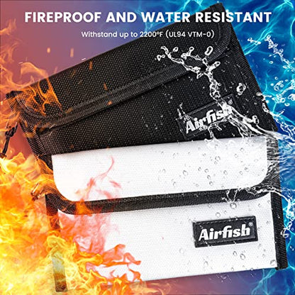 Fireproof Wallet, 5 x 8 inches, Waterproof Cash Bag with Zipper, Small Fireproof Cash Bag for Valuables - color: Silver, size: 4 Pack