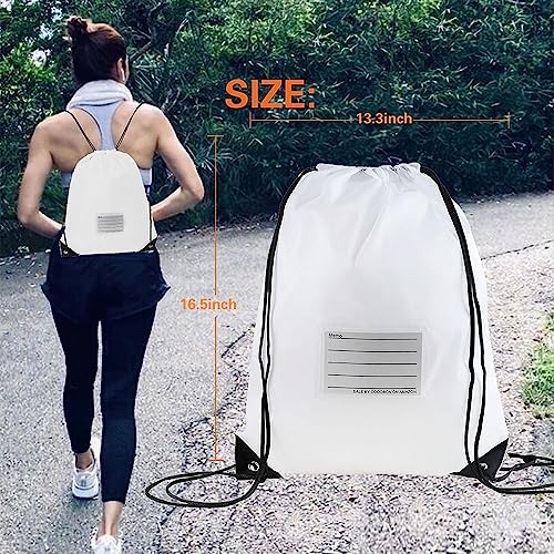 CODOBON 20 Pcs Drawstring Bags,Bulk Draw String Backpack, Cinch Bag Sackpack for Travel Gym Sport, White - color: White