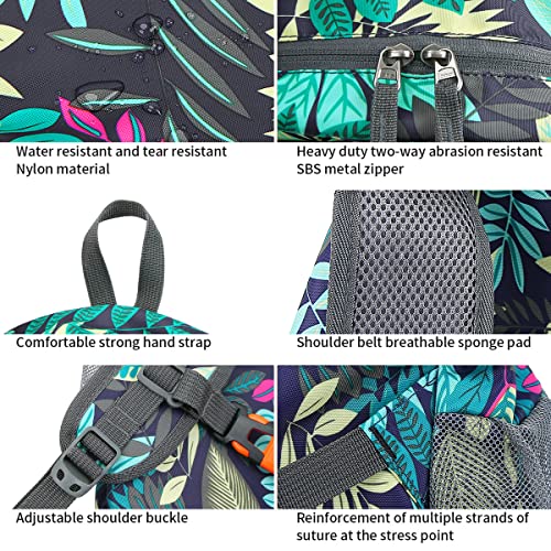 FENGDONG 35L Lightweight Foldable Waterproof Packable Travel Small Hiking Backpack Daypack for men women - color: A7-blue Leaf-upgrade