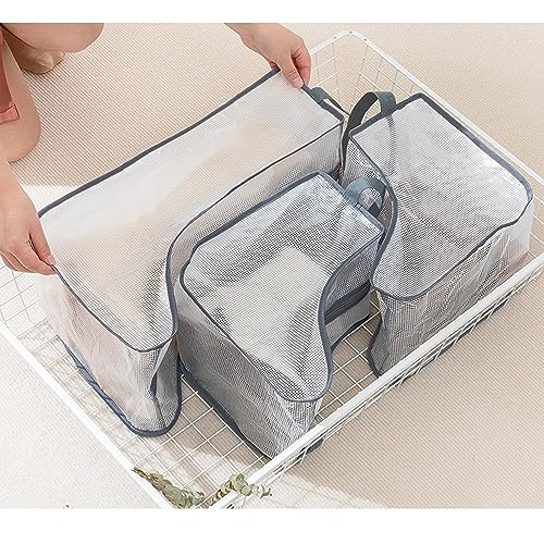 Fazhongfa Travel Bags for Luggage Packing, Clear Stackable Storage Dust Waterproof Shoe Bags in Closet 2 Set Hanging Bags (Clear Gray-Thigh Boot) - style: Clear Gray-thigh Boot