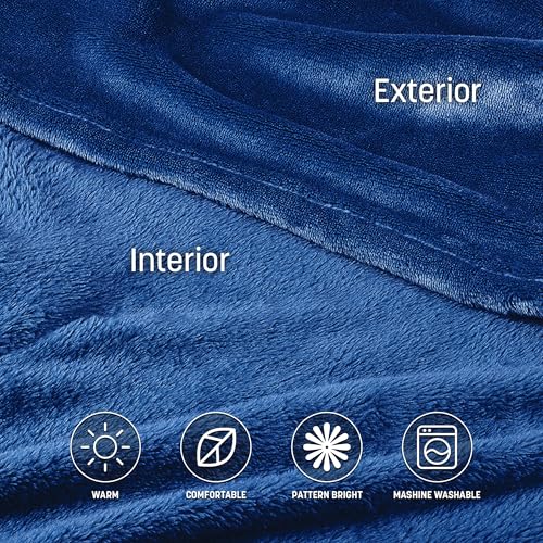 Catalonia Wearable Blanket with Sleeves & Foot Pocket for Adults - color: Navy, size: Fleece