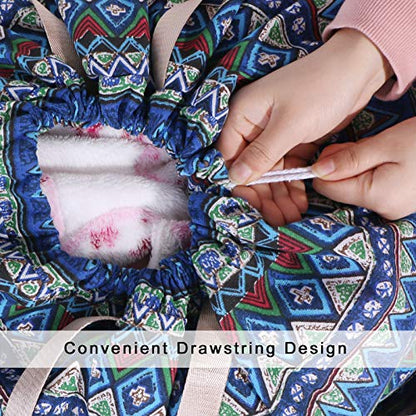 Extra Large Laundry Bag with Drawstring and Handle, Heavy Duty Travel Dirty Clothes Bag for Laundromat and Household, Durable Rip-Stop Laundry Hamper Liner, 22 Patterns(28 x 40 Inch) by SANFERGE - color: Blue Geometry