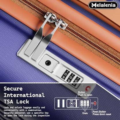 Melalenia Luggage Sets 7 Piece Hard Shell Carry on Suitcase with Spinner Wheels and TSA Lock, Lightweight Travel Duffel Bag for Women, Men, Navy Brown - color: Navy Brown, size: 7 Piece Set(DB/TB)