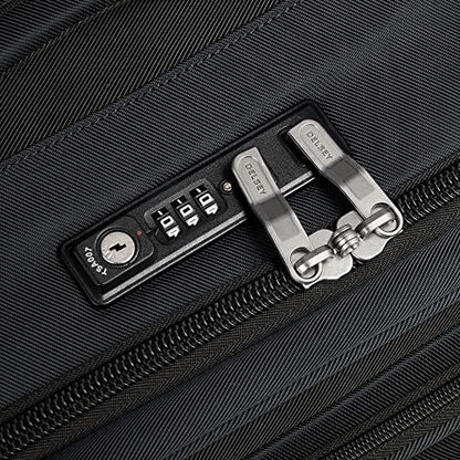 DELSEY PARIS Sky Max 2.0 Softside Expandable Luggage with Spinner Wheels, Black, Checked-Medium, 24 Inch - color: Black, size: Checked-Medium, 24 Inch
