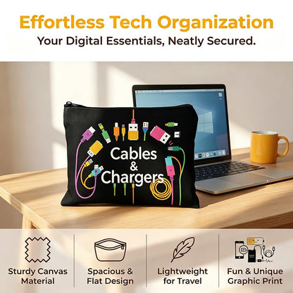 Cable and Charger Storage Bag - Versatile Travel Organizer for Chargers, Cables, Electronic Devices-Black4 - color: Black4
