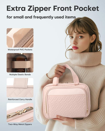 HOTOR Hanging Travel Toiletry Bag Women Men, Pale Pink, Medium - color: Pale Pink, size: Medium