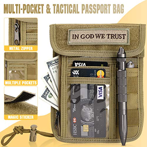Travel Neck Wallet Tactical Passport Holder ID Card Organizer - color: Black