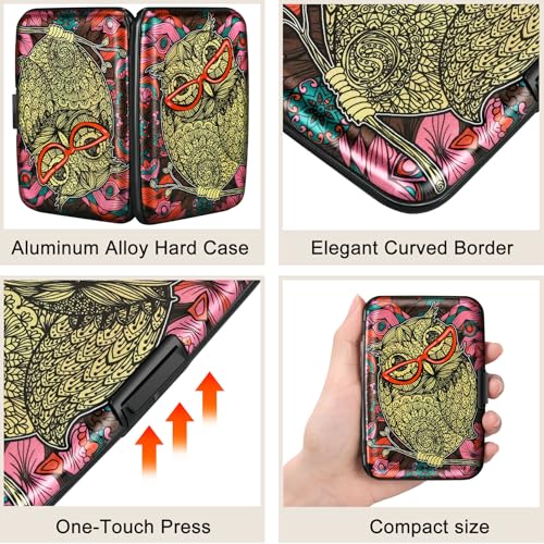 ELFISH RFID Aluminum Wallet Credit Card Protector Case Holder for Men Women - color: Cute Owl
