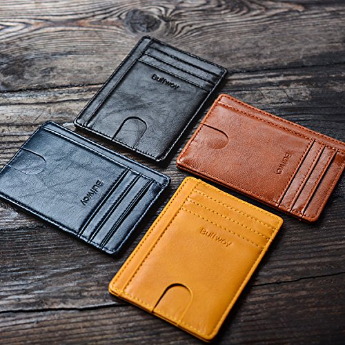 Buffway Slim Minimalist Front Pocket RFID Blocking Leather Wallets for Men and Women - Alaska Brown - color: Alaska Brown