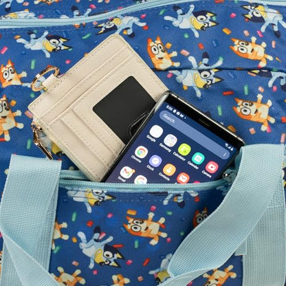 Bluey Duffle Bag, 16” Travel Sleepover Bag for Girls & Boys, Kids Weekender Bag, Blue - color: Bluey