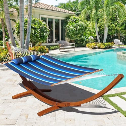 Lazy Daze 12 FT Sunbrella Fabric Hammock, Non-Fading Double Outdoor Hammock - color: Gateway Indigo