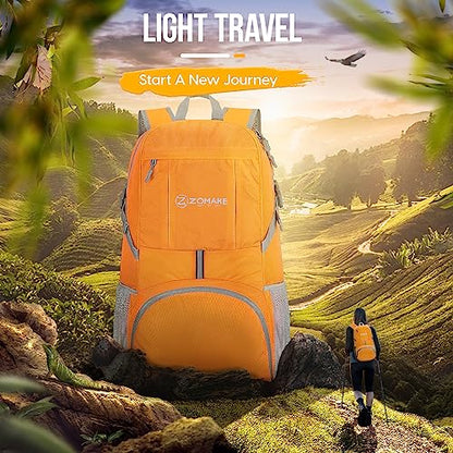 ZOMAKE Lightweight Packable Backpack 35L, Water Resistant Foldable Day Pack - color: C-yellow