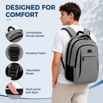 MATEIN Travel Laptop Backpack, 15.6 Inch College School Computer Bag, Grey - color: Austere Grey, size: 15.6 Inch