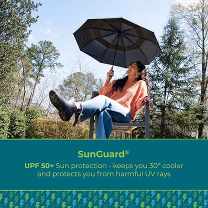 Totes Auto Open/Close Windproof Ultimate Compact Umbrella with UV and Water Repellent Protection - color: Black, size: 43" Canopy