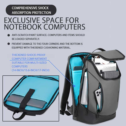Shockproof Waterproof Laptop Backpack, 17-Inch Anti-Scratch Travel Backpack with Large Storage(Black/Gray/Green) (Grey) - color: Grey