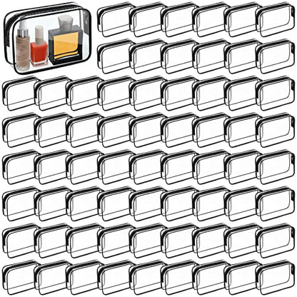 Sanwuta 100 Pcs Clear Makeup Bags Bulk, Toiletry Bag,Black - color: Black