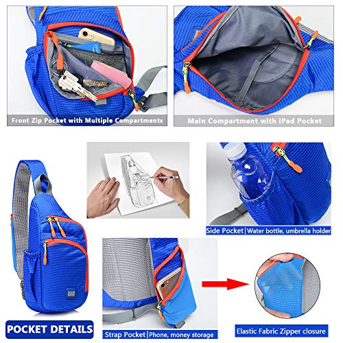 Peicees Small Sling Backpack Waterproof Unisex Shoulder Bag Chest Crossbody Daypack - color: Purple, size: Medium
