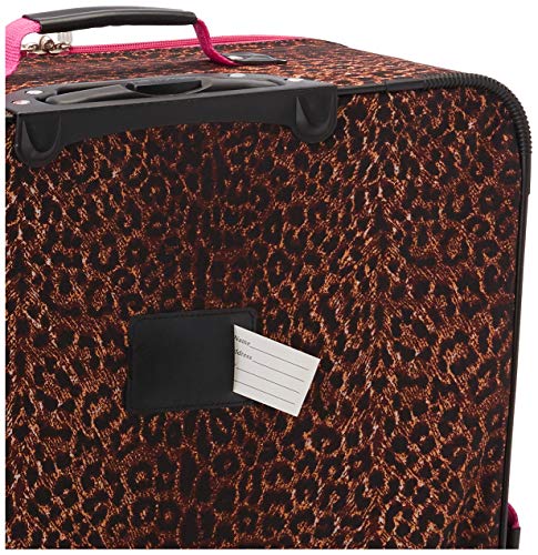 Rockland Vara Softside 3 Piece Upright Luggage Set, Expandable, (20"/28"/22" Rolling Duffel), Pink Leopard - color: Pink Leopard