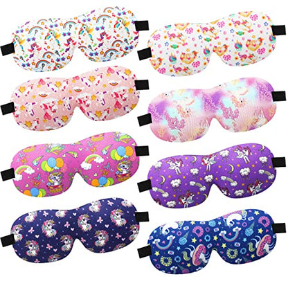 Foaincore 8 Pcs Unicorn Sleep Eye Masks Girls Boys Contoured Adjustable