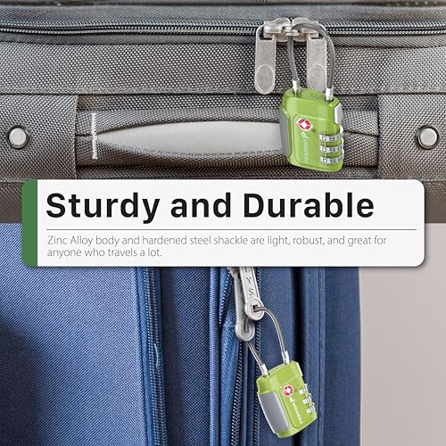 Fosmon TSA Approved Cable Luggage Locks, 3 Digit Combination, 2 Pack - style: 3 Digit green 2 pack