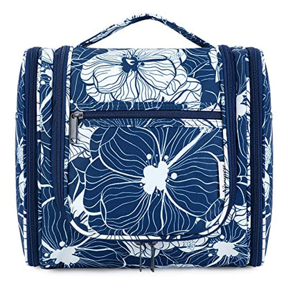 Narwey Large Hanging Travel Toiletry Bag for Women, Makeup Cosmetic Bag - color: B-Blue Lotus, size: Large