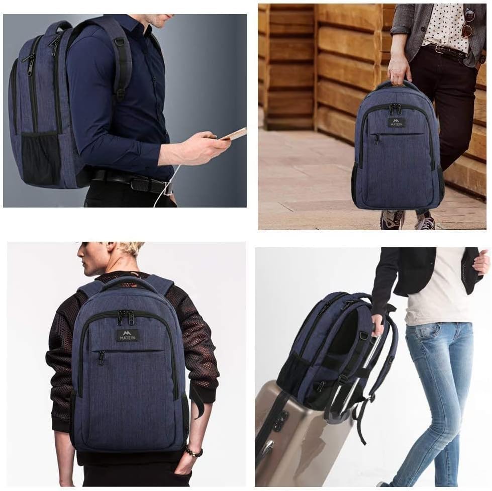 MATEIN Blue Laptop Backpack, Slim Travel Backpack with Laptop Compartment - color: Blue, size: 15.6 Inch