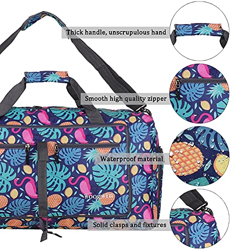 Woogwin Travel Duffel Bag Large Foldable Waterproof Overnight Bag for Beach Swim Bags Pool Sports Gym - color: 60L Pineapple