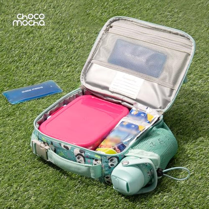 Choco Mocha Panda Backpack Set Kids Backpacks for Girls, Girls Backpack with Lunch Box & Water Bottle, Elementary School Bookbag Age 6-8 17 Inch, Green - color: Panda Green