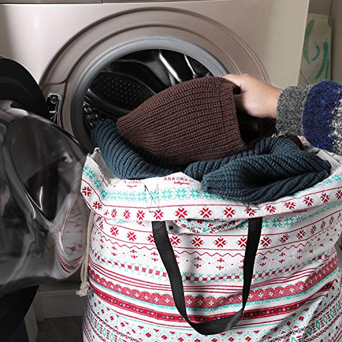 SWISSELITE Heavy Duty Laundry Bag, Large Travel Dirty Clothes Bag - color: Triangle Pink