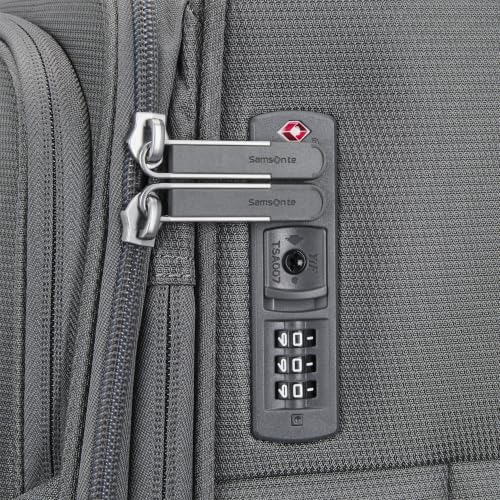Samsonite Soft-Sided 2-PC: 20/25” (Carry-on & Medium Checked) Lightweight Expandable PortLift Luggage Set: Durable, Four Spinner Wheels, Adjustable Handle, TSA Lock, 2 Front & Side Pocket- Steel Grey - color: Steel Grey, size: 2-Piece (20"/25")