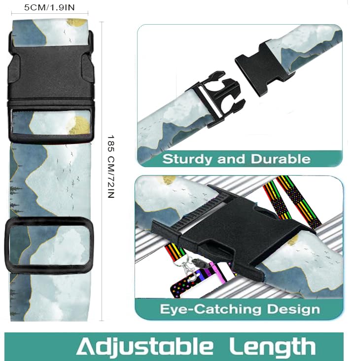 Luggage Straps for Suitcases Travel Belt Accessories, Cute Suitcase Strap, Adjustable Luggage Belt Strap, Heavy Duty with Quick-Release Buckle Luggage Strap Cute Drawing Mountain - color: Cute Drawing Mountain