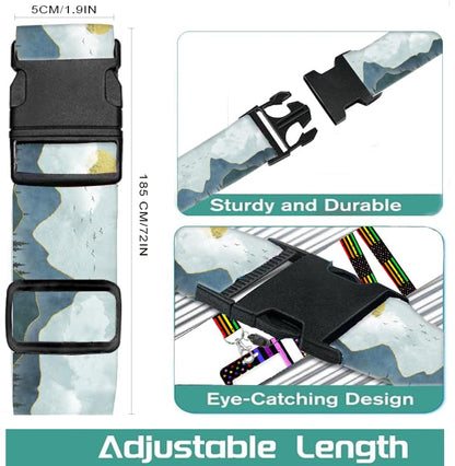 Luggage Straps for Suitcases Travel Belt Accessories, Cute Suitcase Strap, Adjustable Luggage Belt Strap, Heavy Duty with Quick-Release Buckle Luggage Strap Cute Drawing Mountain - color: Cute Drawing Mountain