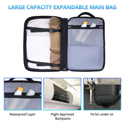 Travel Backpack for Men 50L Expandable Flight Approved Carry on Backpacks - color: Black-cubes