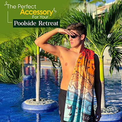 ECCOSOPHY Microfiber Beach Towel - Quick Dry, Sand Free and Oversized 71x35 - color: Aa - Marrakesh