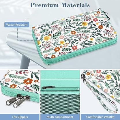 FINTIE Family Passport Holder Wallet Travel Document Organizer Clutch Bag - color: Spring