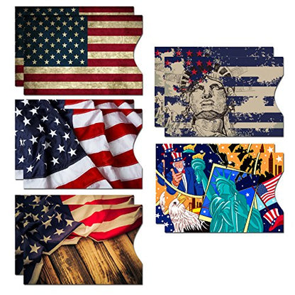 RFID Blocking Sleeves (10 RFID Blocking Sleeves, 5 Unique Designs) Identity Theft Protection Travel Case Set (American Element) (Side Load) - color: Side Load